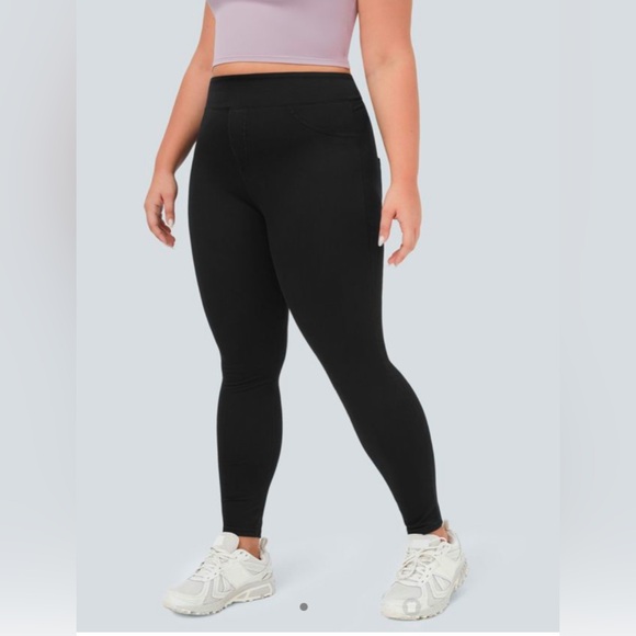 Halara Flex High Waisted Stretchy Knit Denim Plus Size Jeggings - Picture 3 of 14